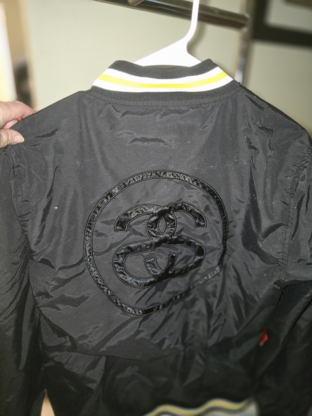 Boys Coat Black Bomber Jacket with Embroidered Back Logo